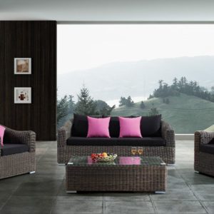 Outdoor Wicker Patio 5 Piece Steel Sofa Sectional Set