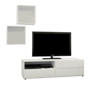 White TV Stand and Bookcase