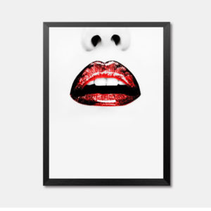 Glossy Red Lips Framed Wall Art