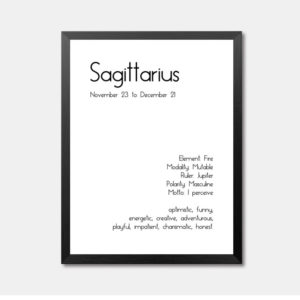 Sagittarius Textual Framed Wall Art