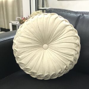 Beige Pleated Throw Pillow