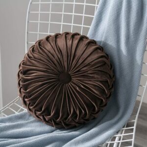 Brown Pleated Throw Pillow